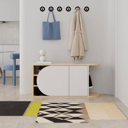 Hanah Home Nova Shoe Bench - Roble y Blanco